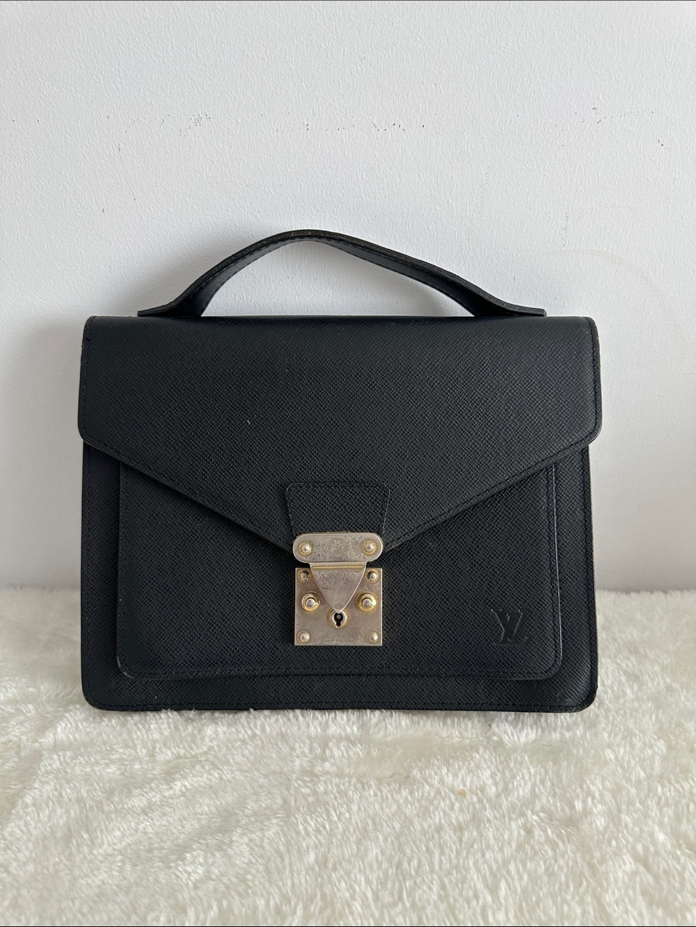 Louis Vuitton Monceau Epi Leather Top Handle Satchel with Gold Hardware